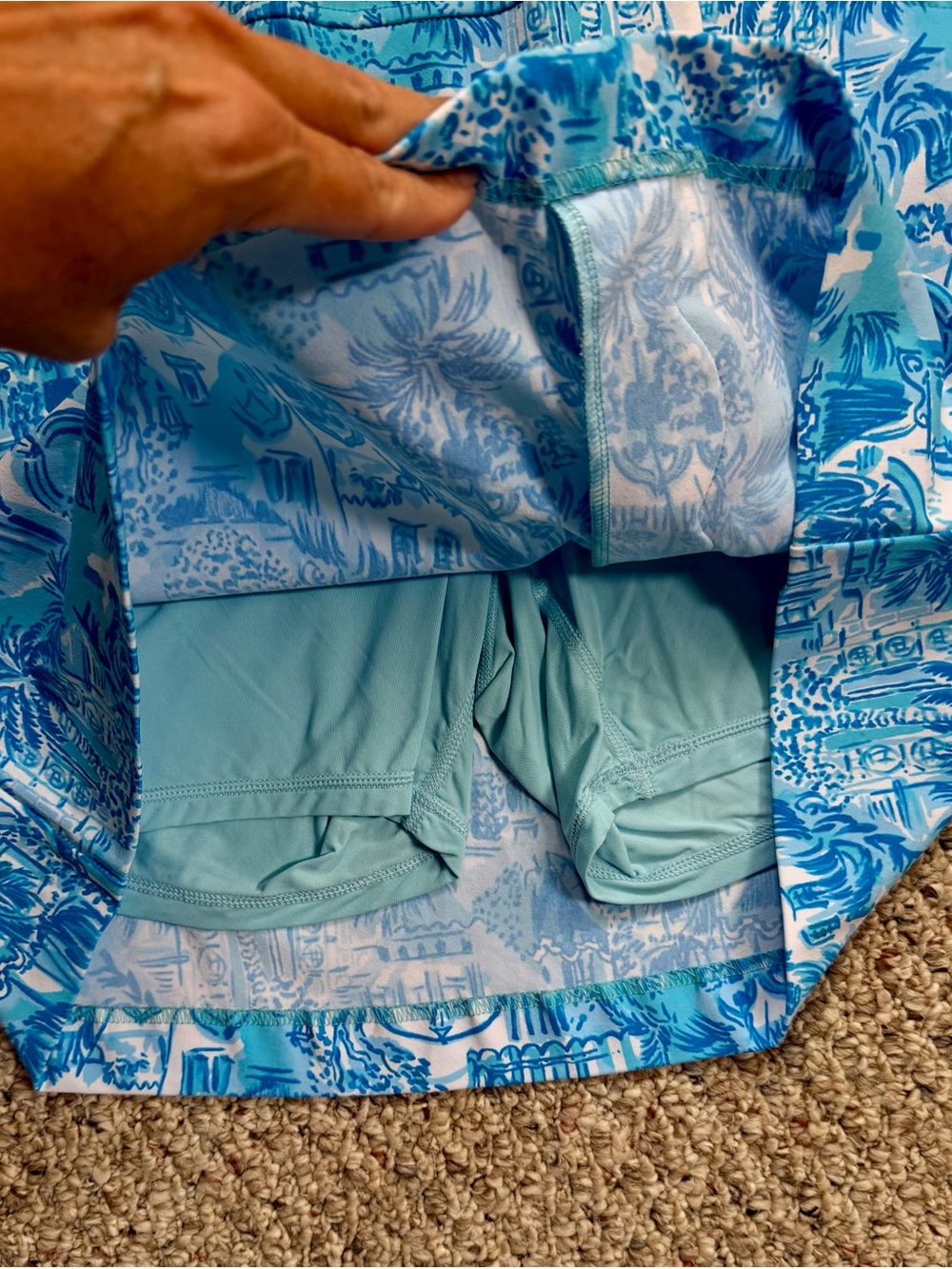 Lilly Pulitzer Luxletic Monica Skort Via Mizner | Blue Palm Beach Print |Size 10 - Picture 3 of 7